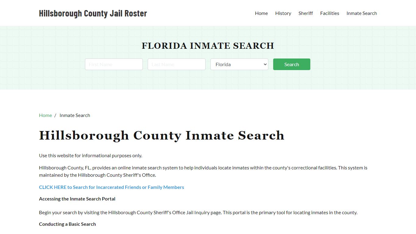 Hillsborough County, FL Detainee Lookup