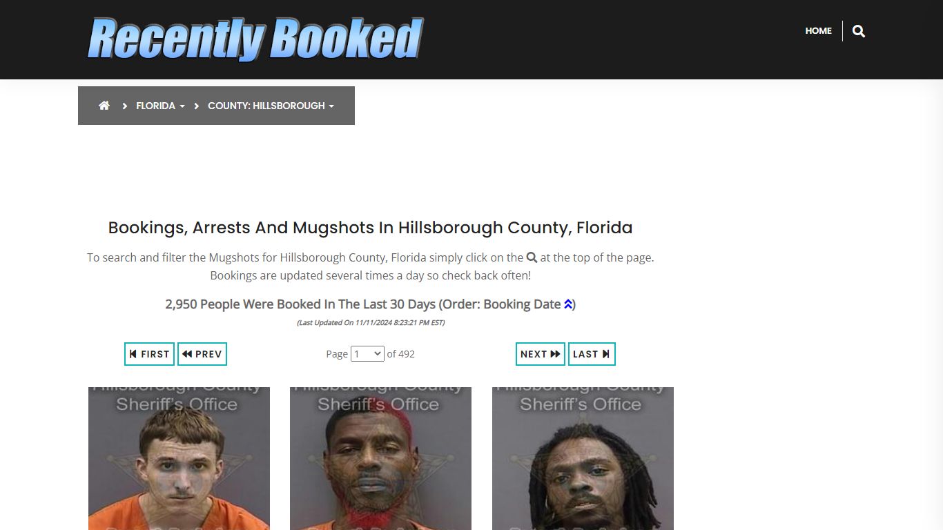 Bookings, Arrests and Mugshots in Hillsborough County, Florida