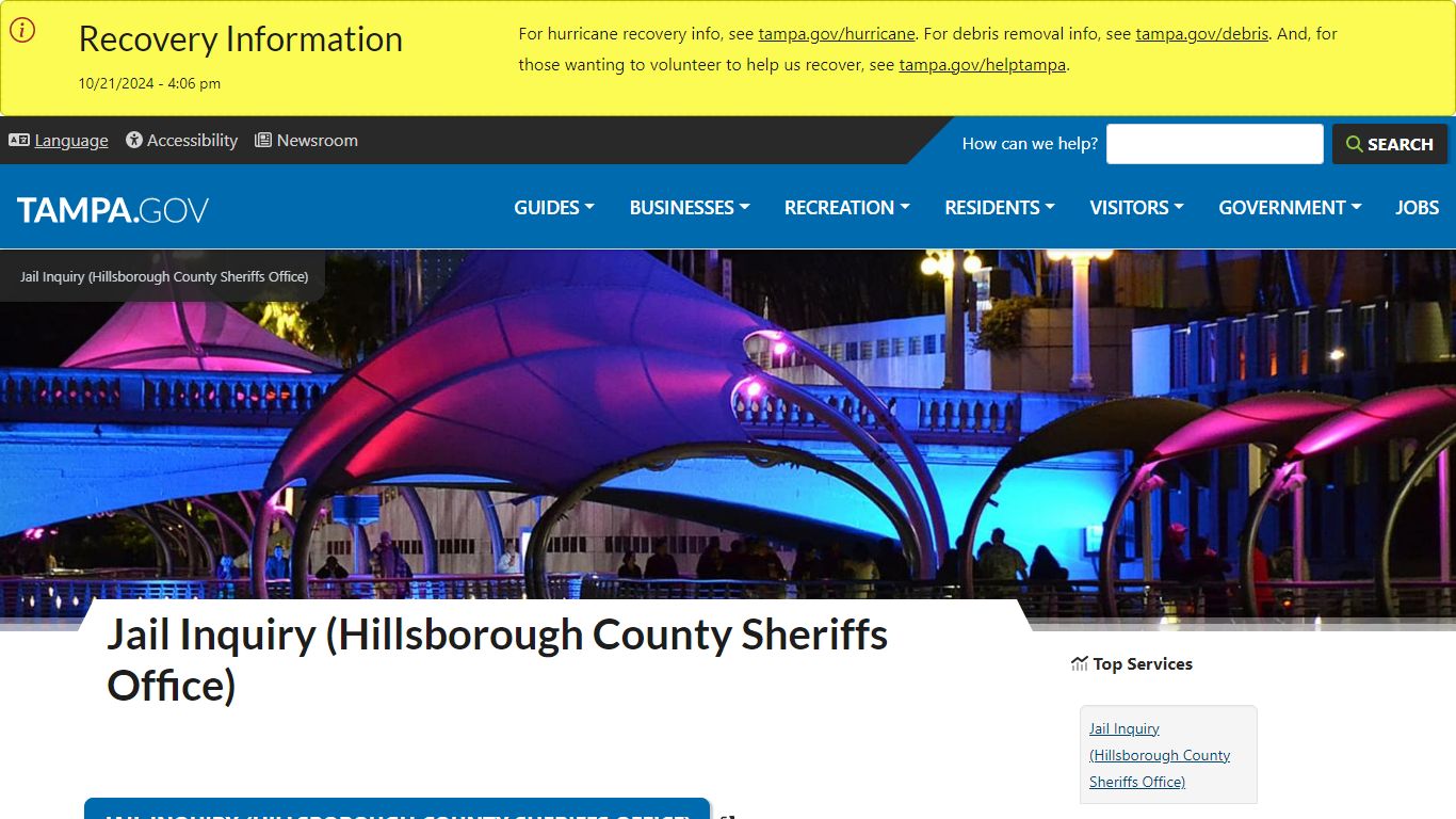 Jail Inquiry (Hillsborough County Sheriffs Office) - City of Tampa